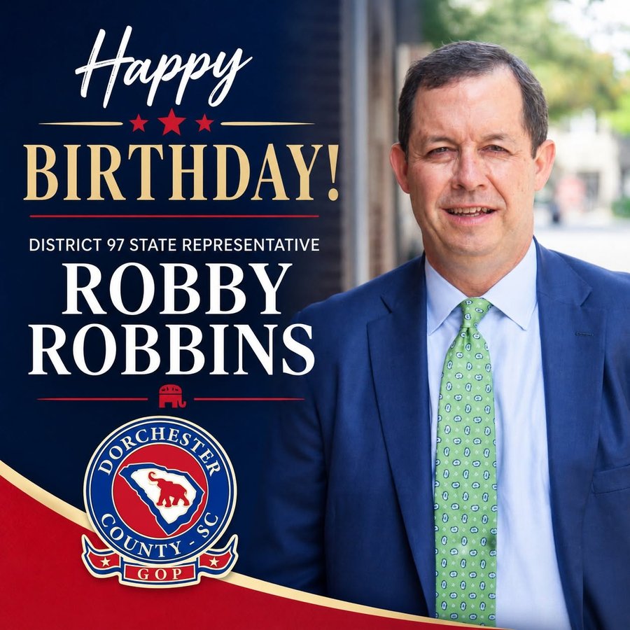 Happy Birthday graphic for Rep. Robby Robbins, District 97