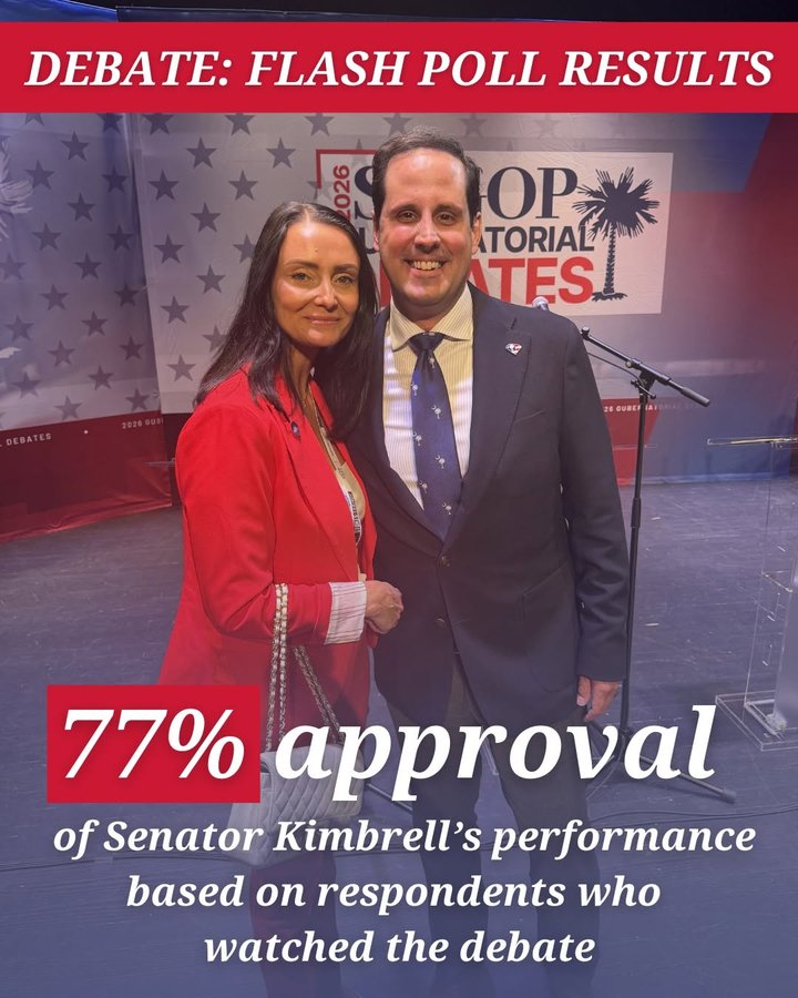 Senator Josh Kimbrell debate flash poll results graphic